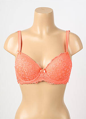Sutien efect material satinat top sutien modelat portocalie VALEGE femeie