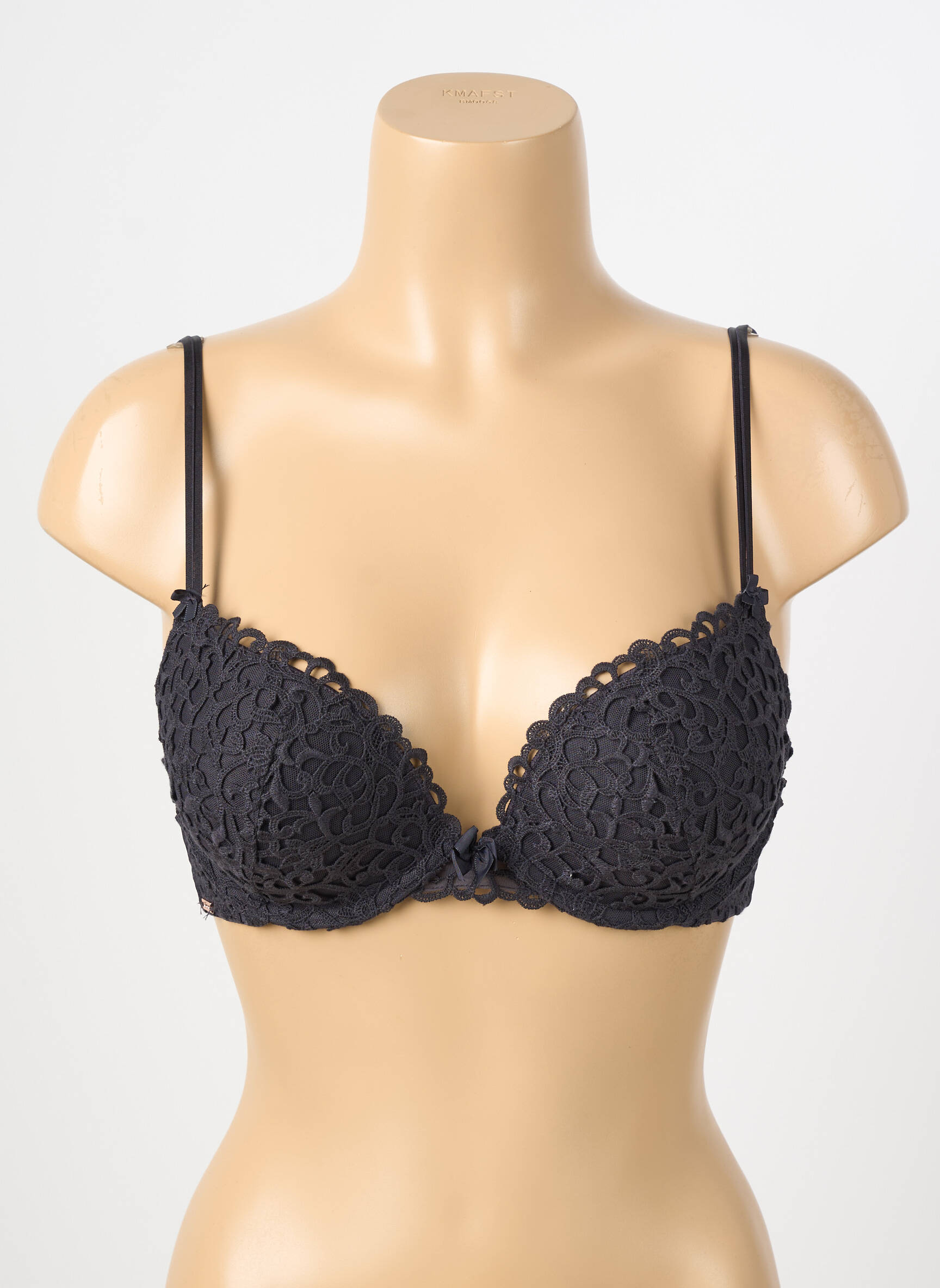 Sutien efect material satinat top sutien push-up negru VALEGE femeie