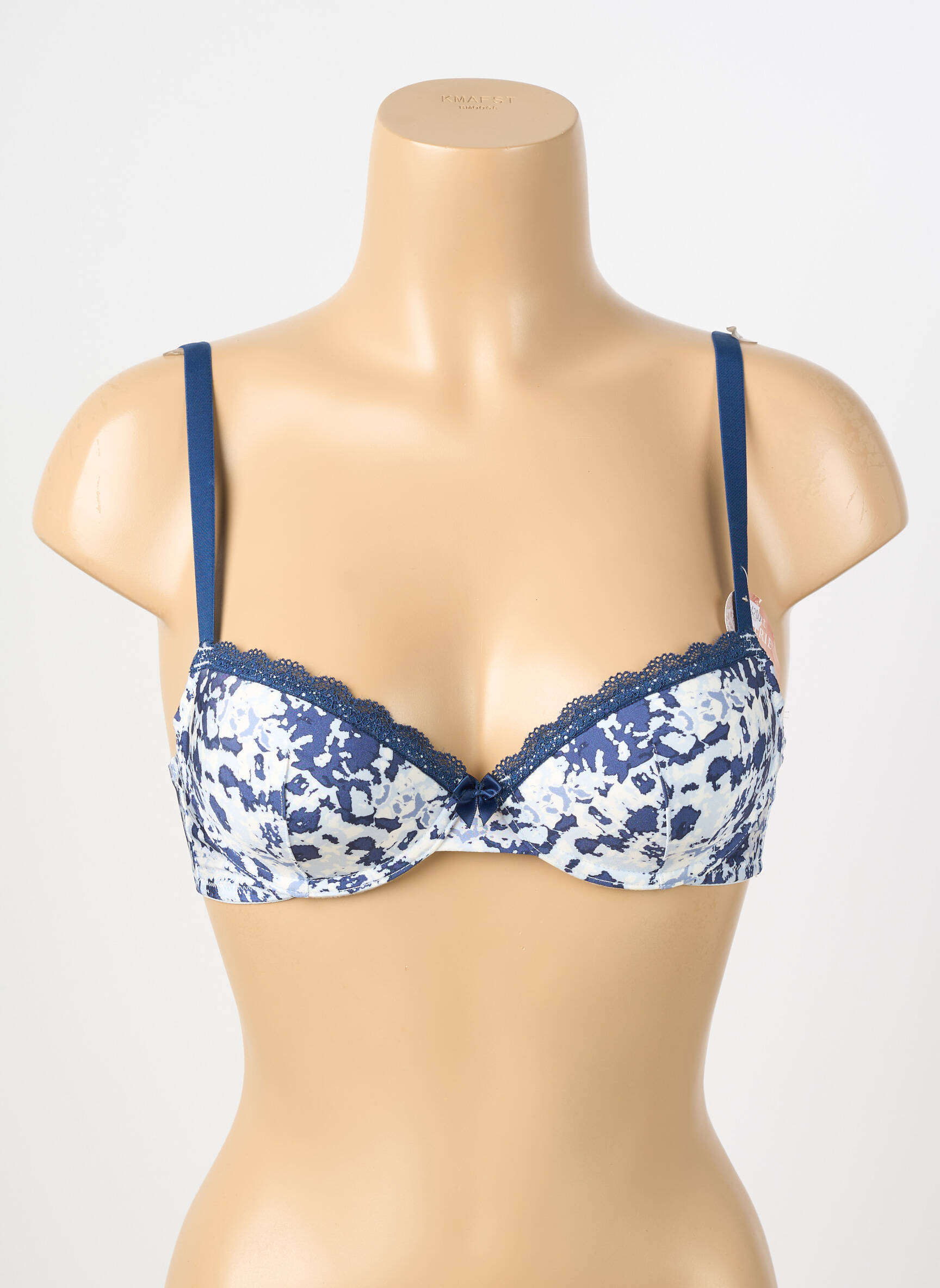 Sutien efect material satinat top sutien modelat albastru ESCORT femeie