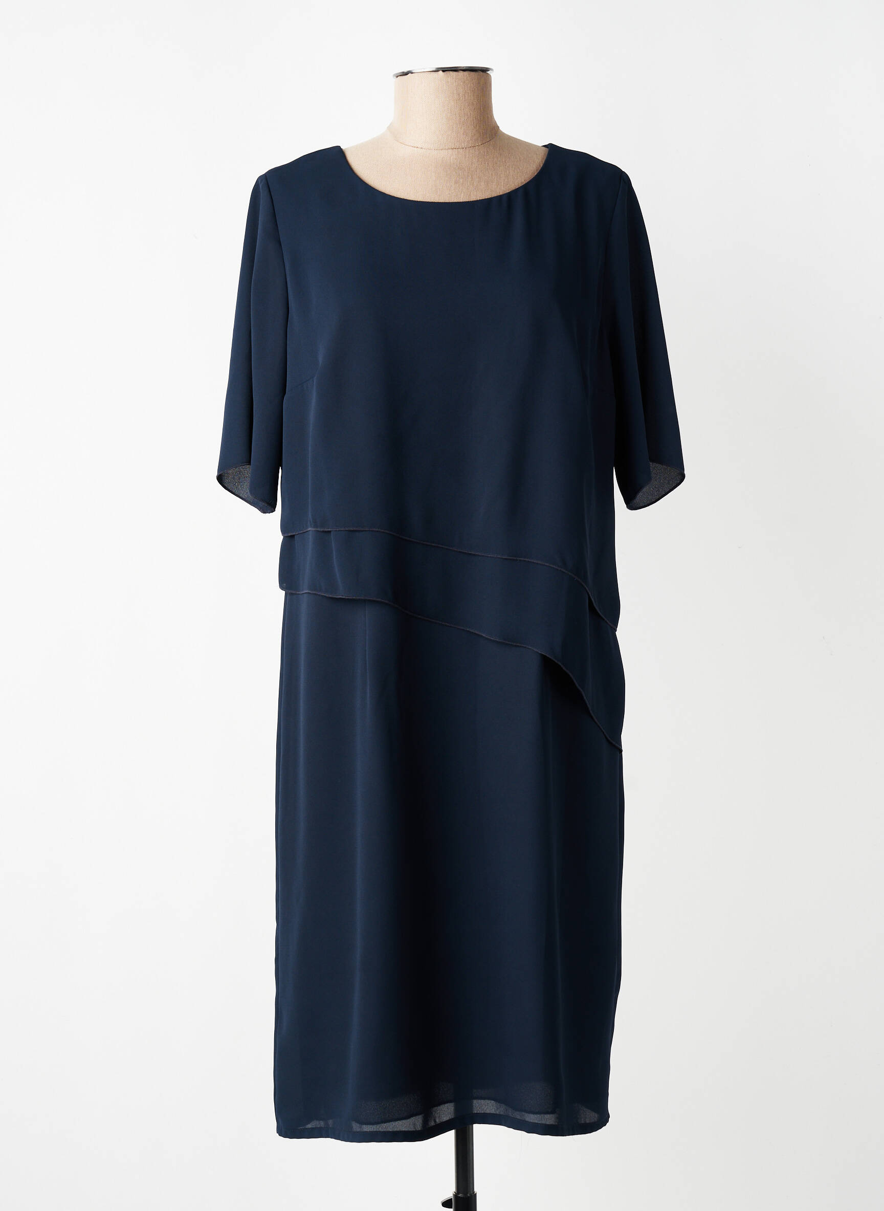 Rochie midi țesătură crep mâneci scurte albastru SOMMERMANN femeie