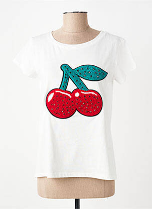 Tricou elasticitate mâneci scurte alb #OOTD femeie