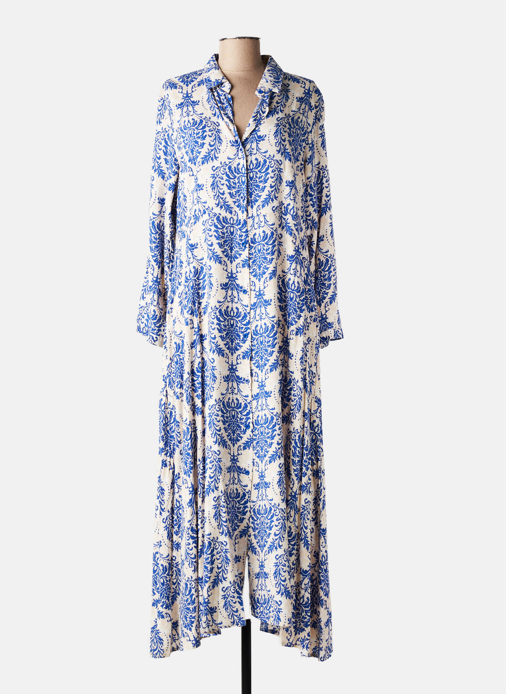 Rochie lungă mâneci lungi mâneci lungi albastru TIRAMISU femeie