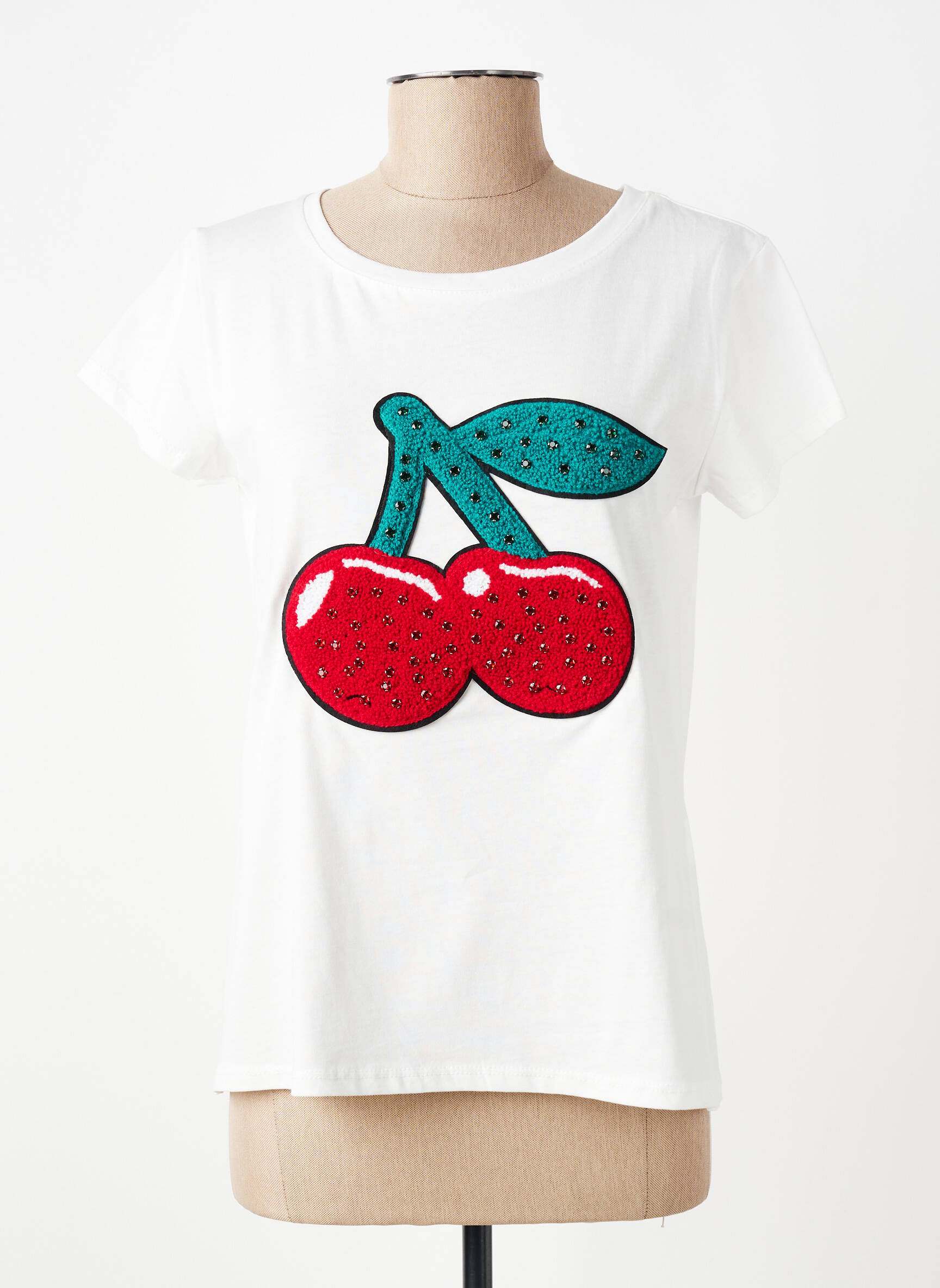 Tricou elasticitate mâneci scurte alb #OOTD femeie