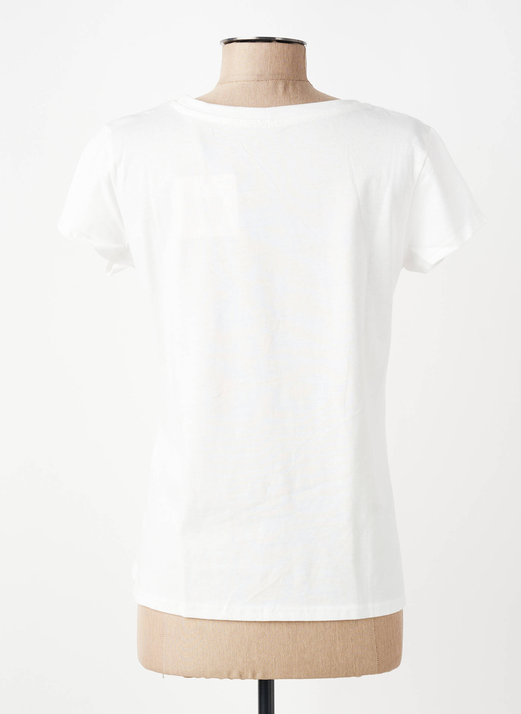 Tricou elasticitate mâneci scurte alb #OOTD femeie