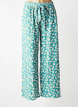 Pantalon larg țesătură poplin mărime normală verde D&X femeie