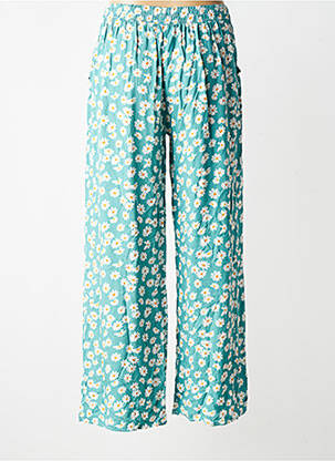 Pantalon larg țesătură poplin mărime normală verde D&X femeie