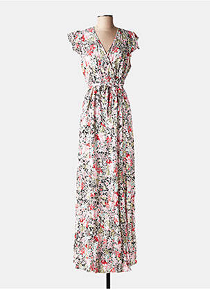 Rochie lungă imprimeu floral mâneci scurte roșu D&X femeie