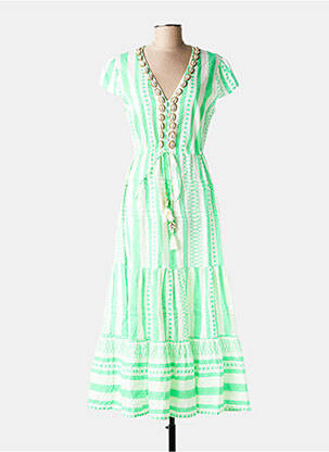 Rochie lungă mâneci scurte mâneci scurte verde LAST QUEEN femeie