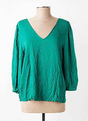 Bluză țesătură poplin mâneci 3/4 verde VILA femeie