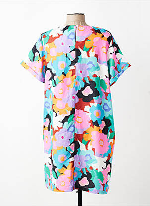 Rochie scurtă imprimeu floral mâneci scurte albastru LILI SIDONIO femeie