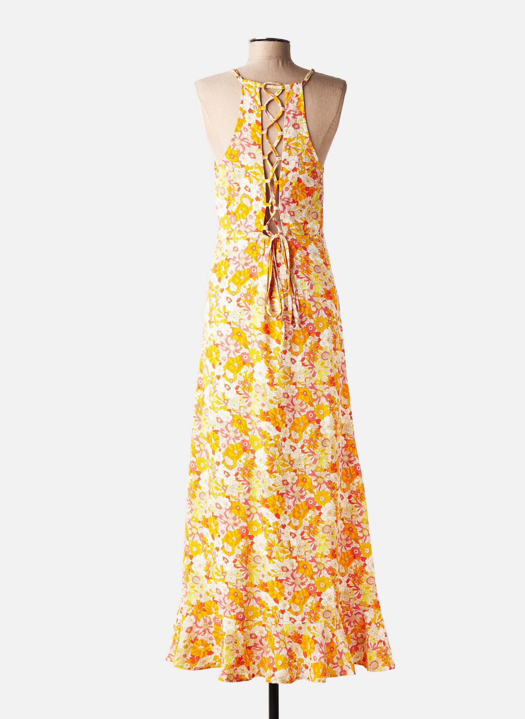 Rochie lungă imprimeu floral bretele subțiri portocalie MOLLY BRACKEN femeie