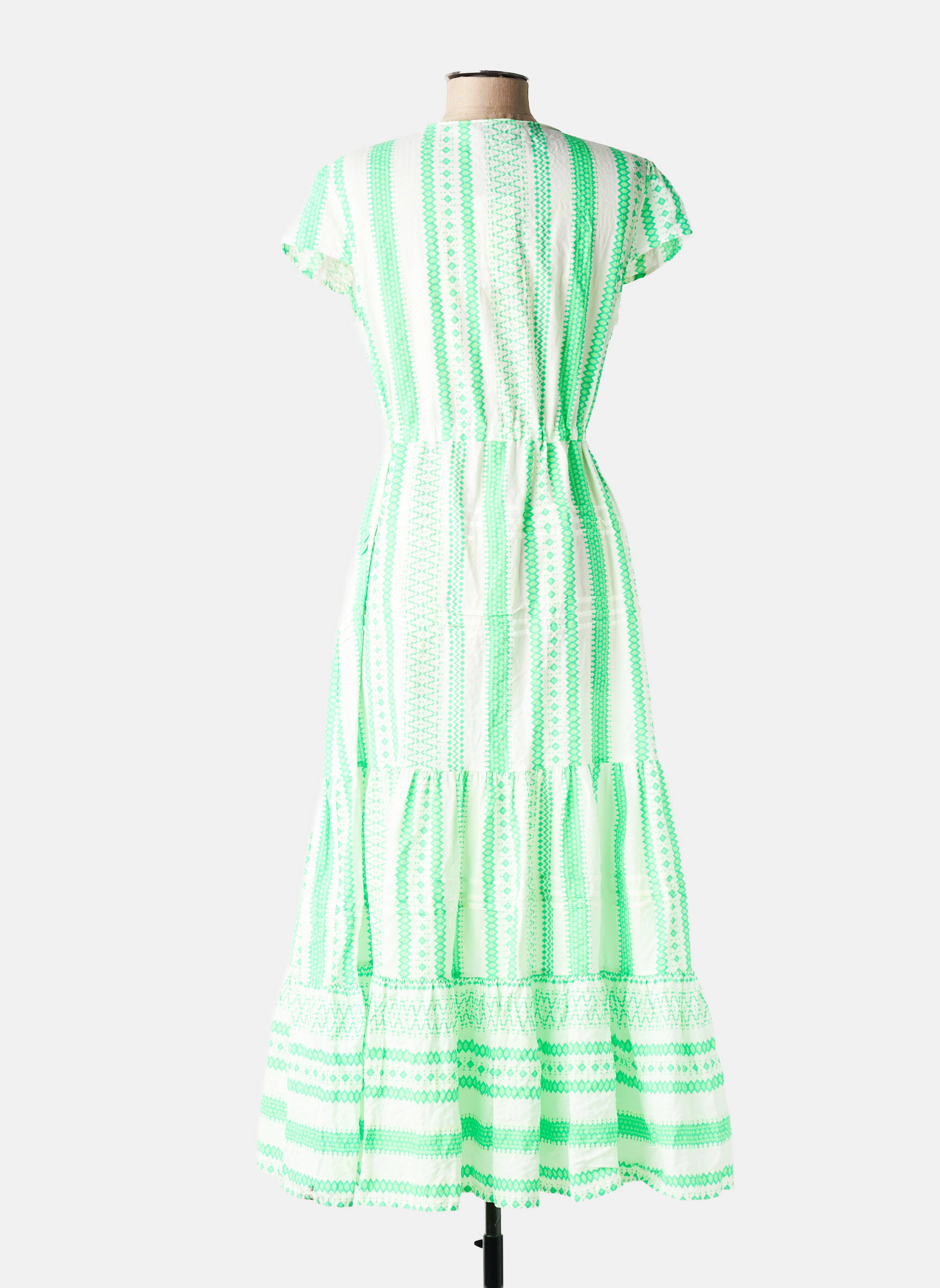 Rochie lungă mâneci scurte mâneci scurte verde LAST QUEEN femeie