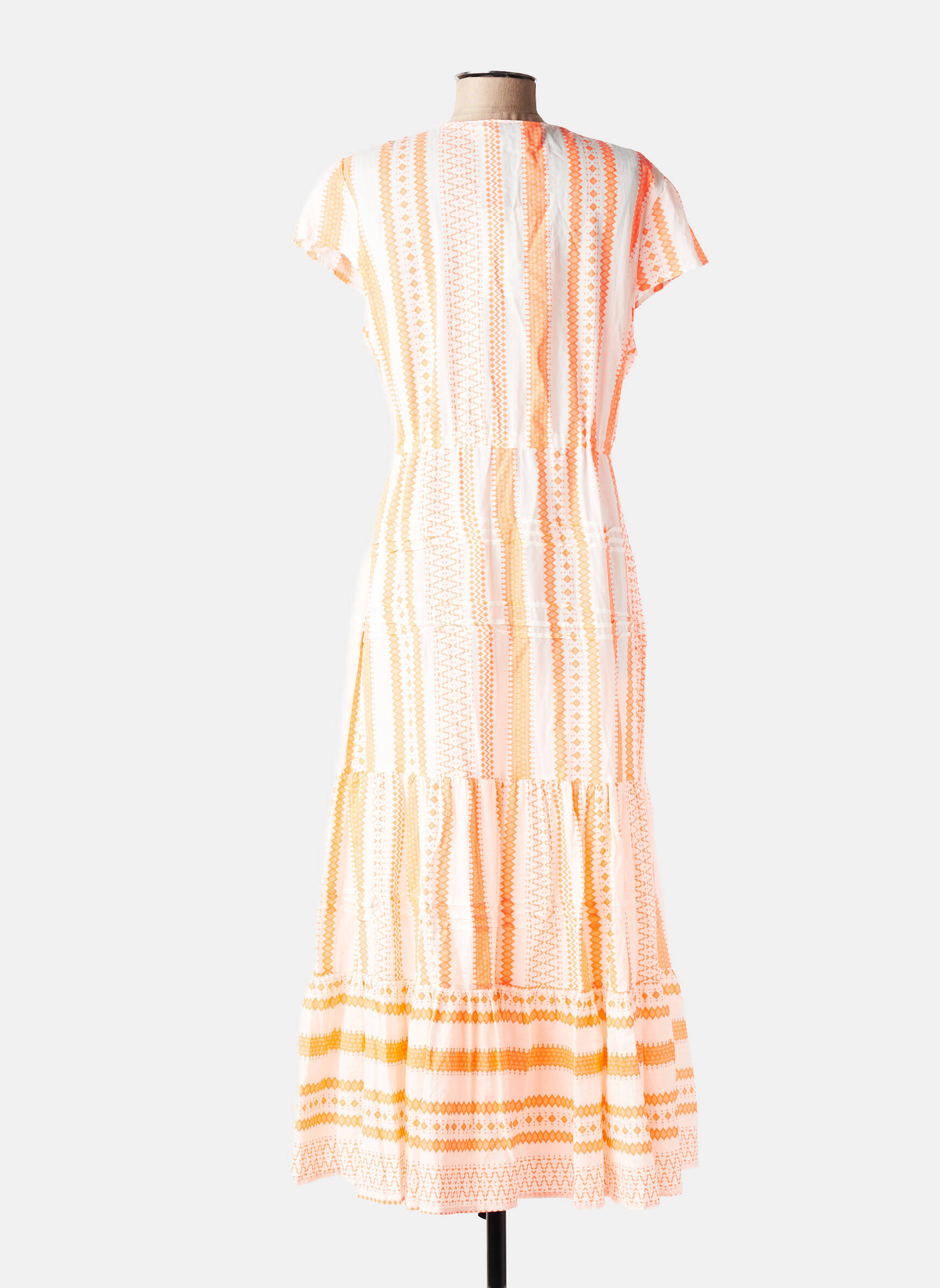 Rochie lungă mâneci scurte mâneci scurte portocalie LAST QUEEN femeie