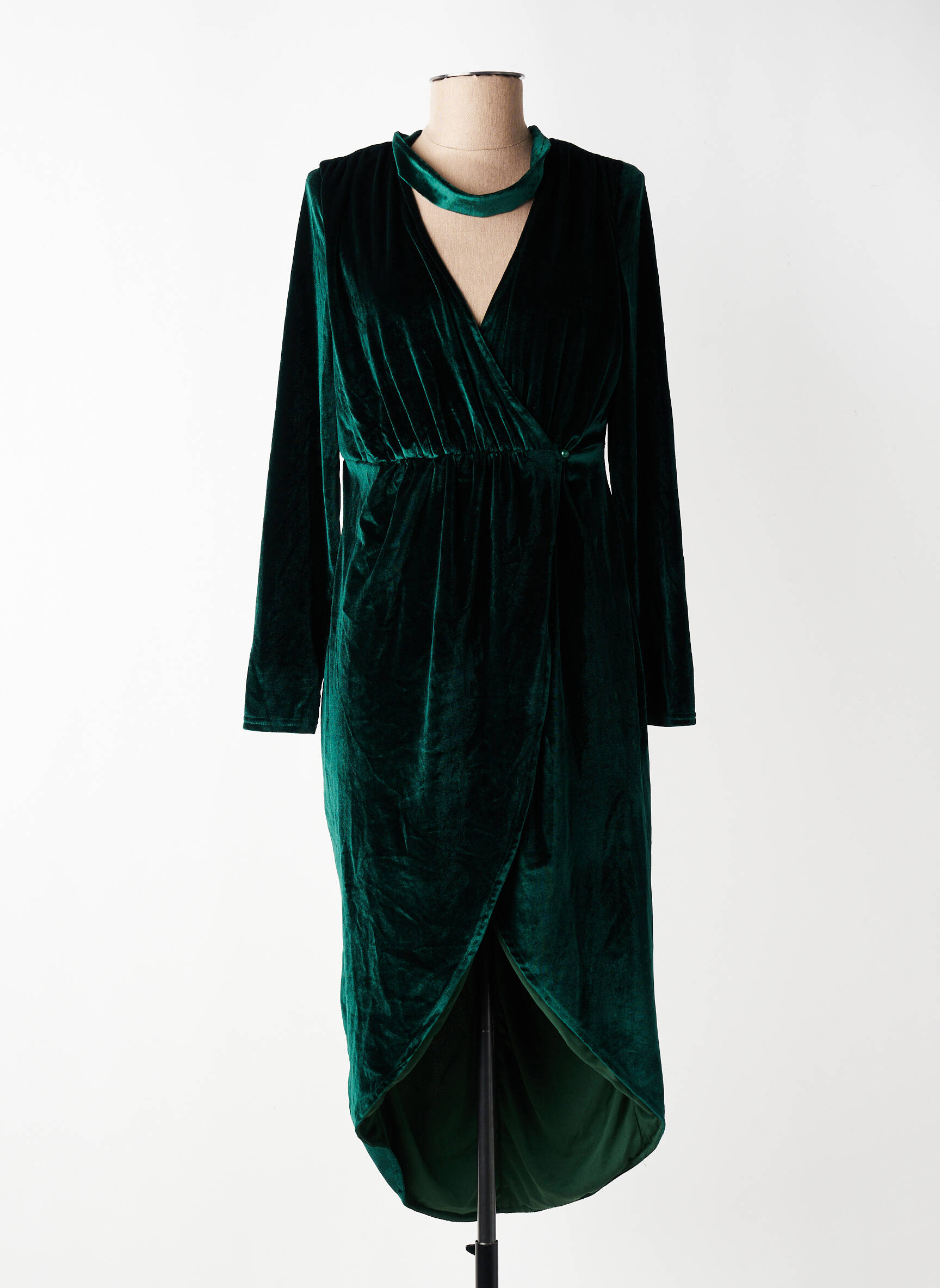 Rochie midi mâneci lungi mâneci lungi verde LILIE ROSE femeie