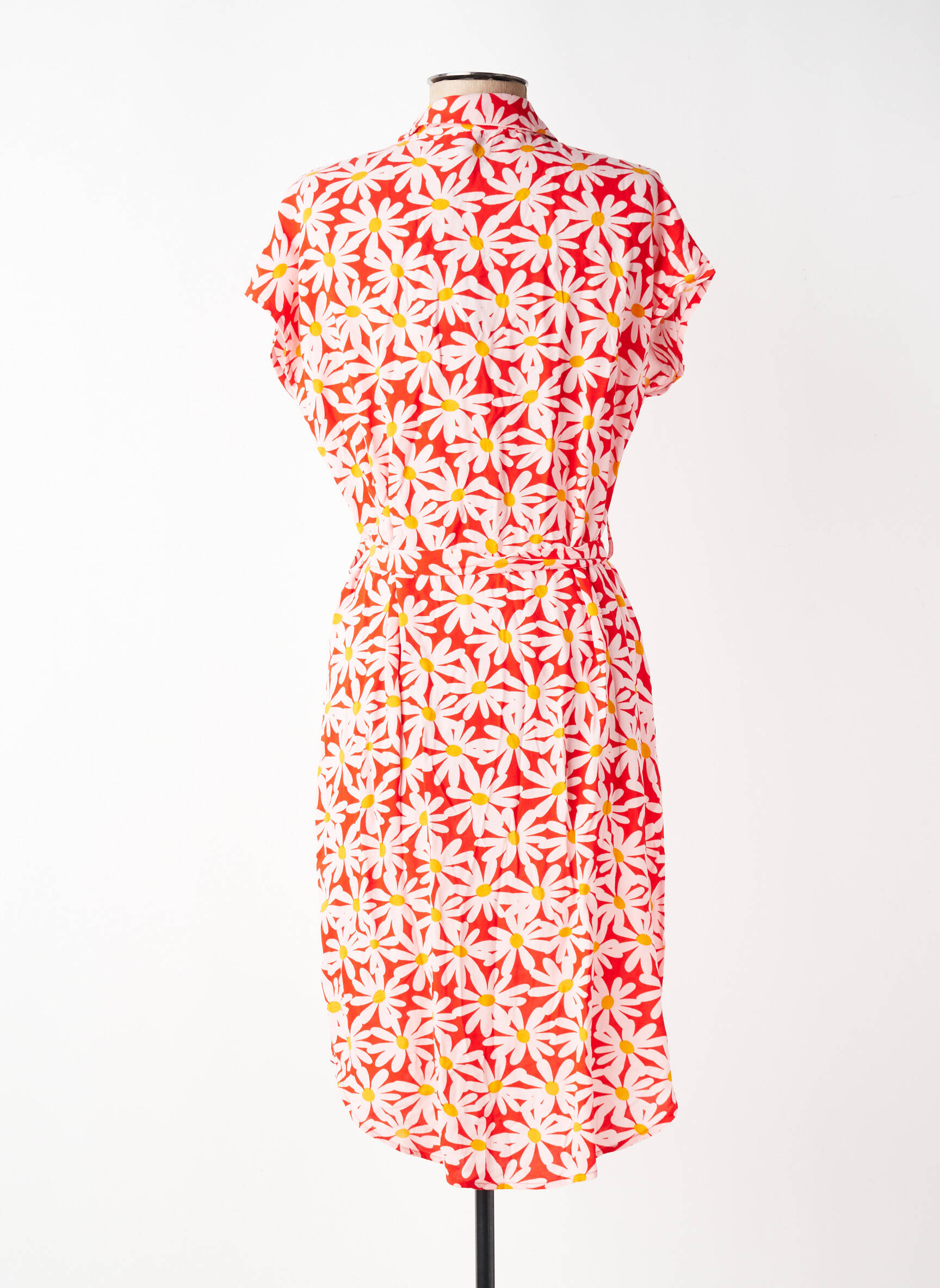 Rochie midi imprimeu floral mâneci scurte roșu PIECES femeie
