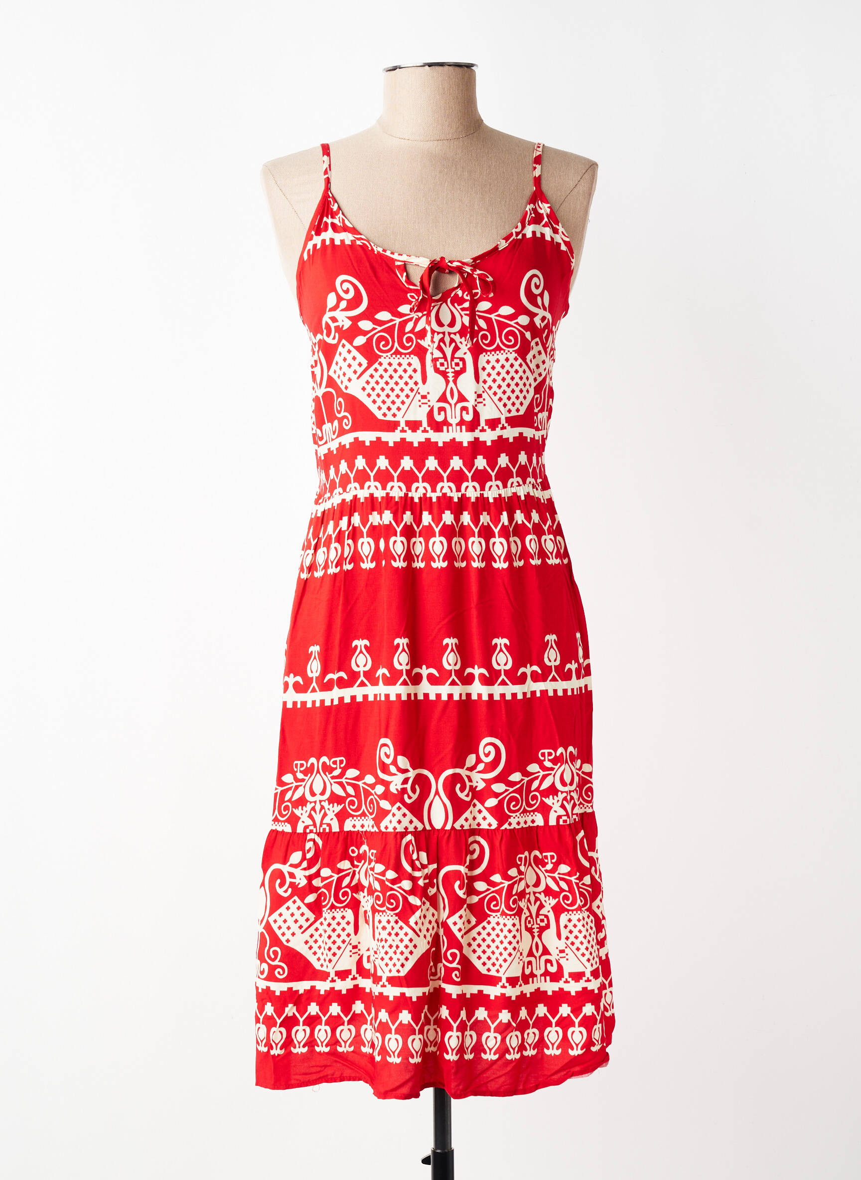 Rochie midi mâneci lungi mâneci lungi roșu C'FLO femeie