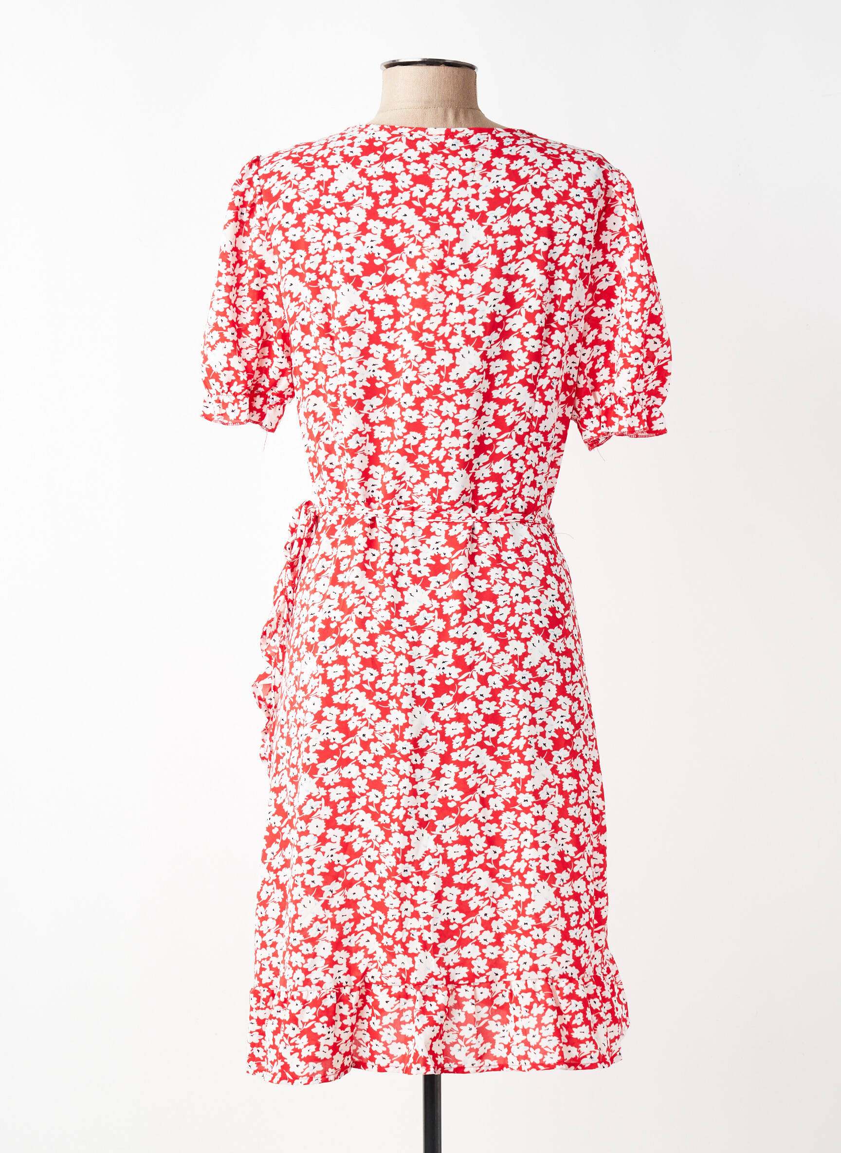 Rochie midi imprimeu floral mâneci scurte roșu ELENA Z femeie
