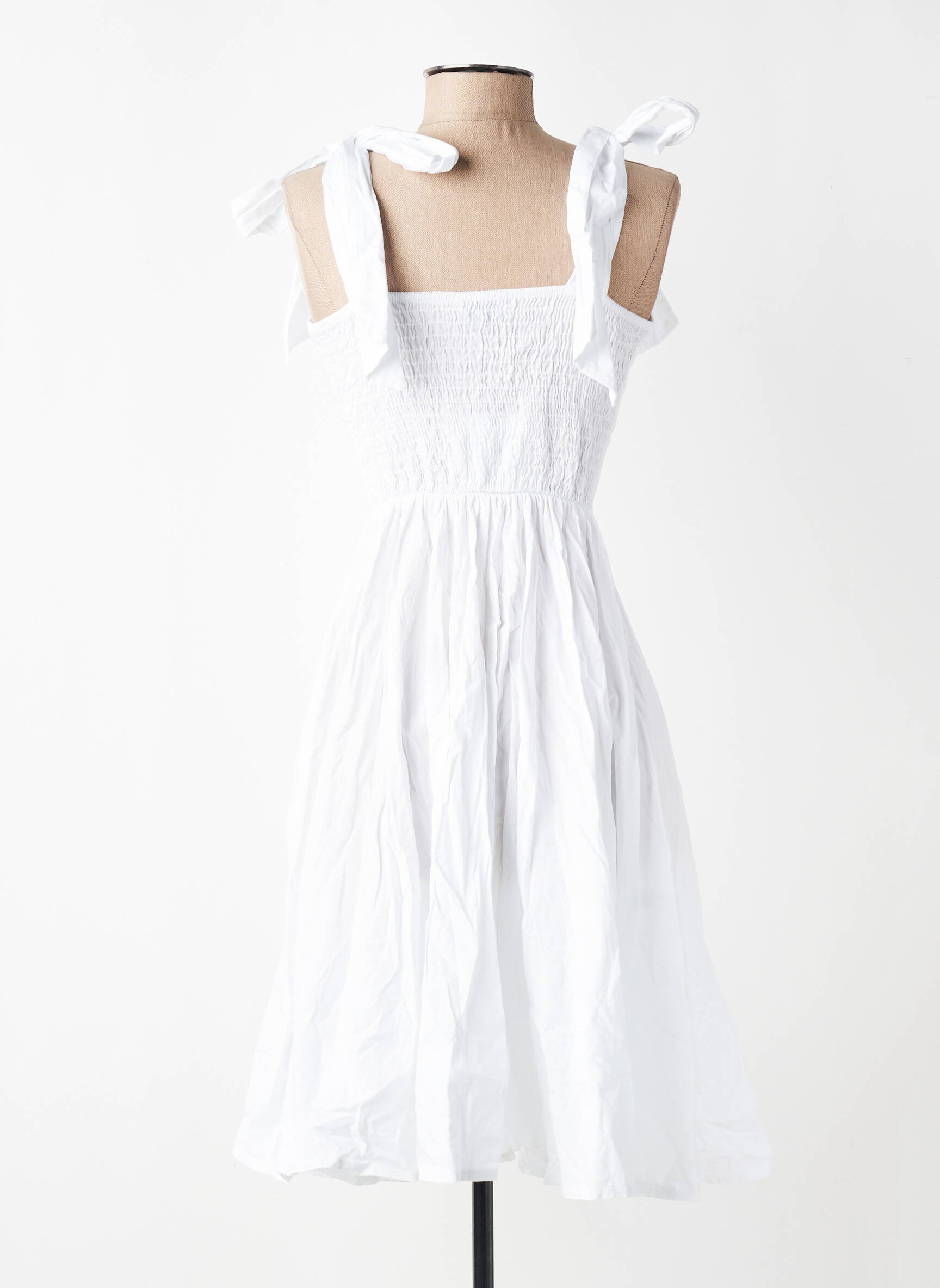 Rochie midi croială cambrată bretele subțiri alb L'ESSENTIEL femeie
