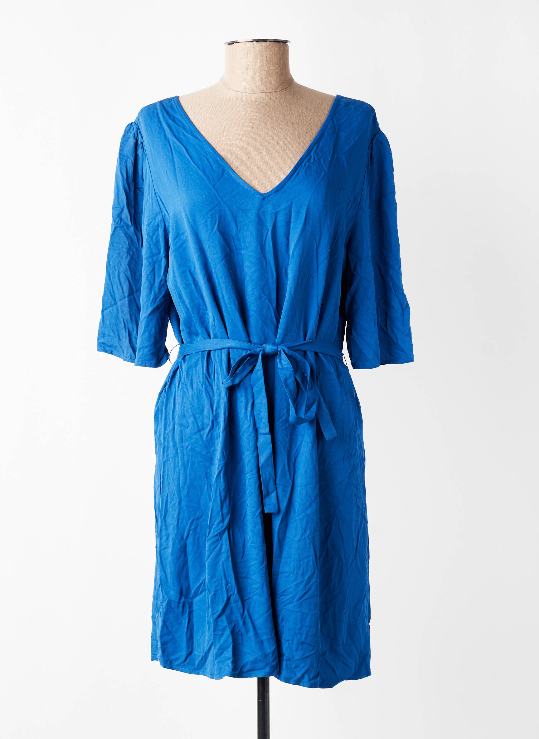Rochie midi croială fluidă mâneci 3/4 albastru VILA femeie