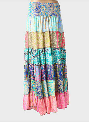 Fustă lungă imprimeu fantezie albastru BOHO FASHION femeie