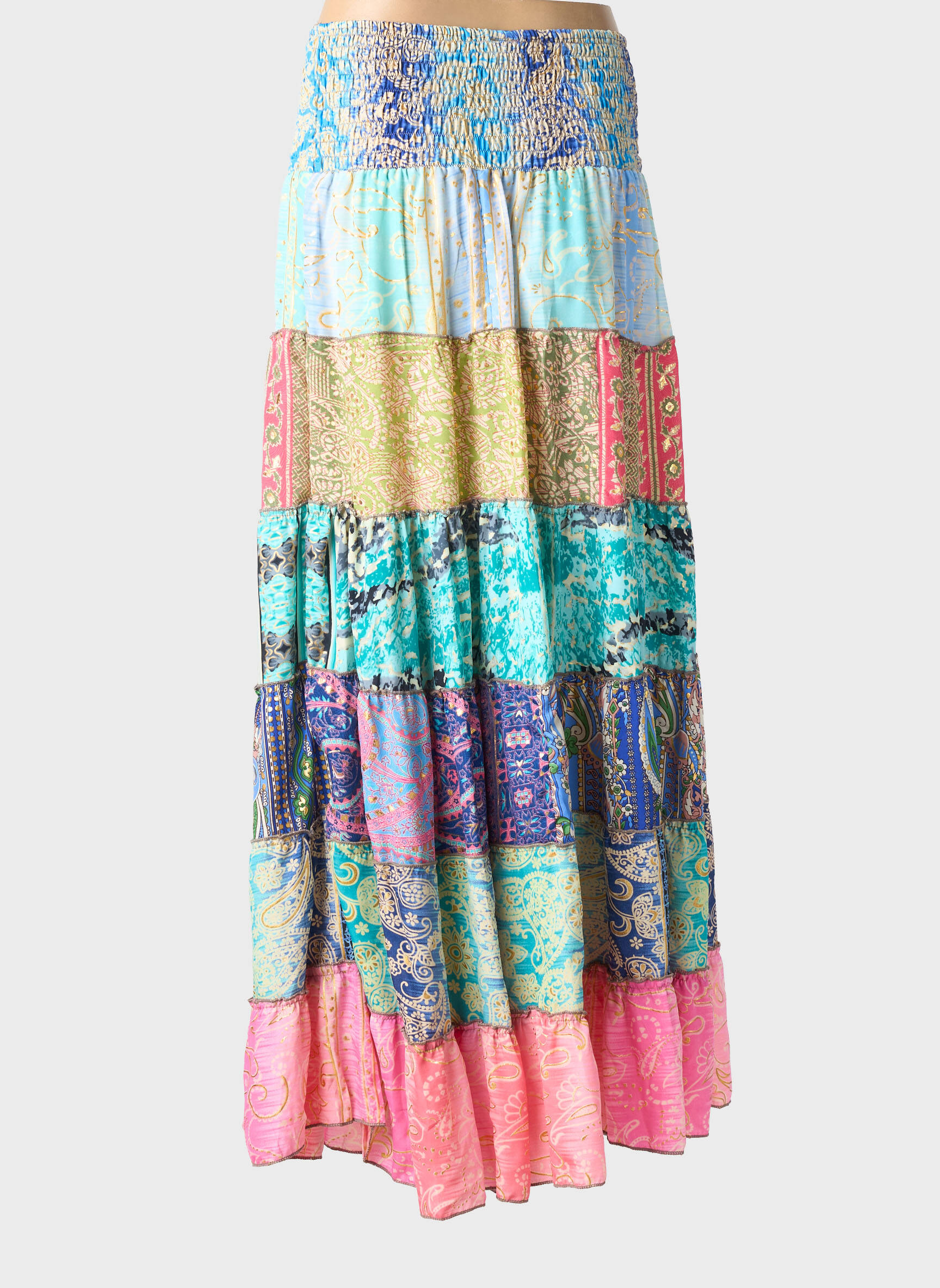 Fustă lungă imprimeu fantezie albastru BOHO FASHION femeie