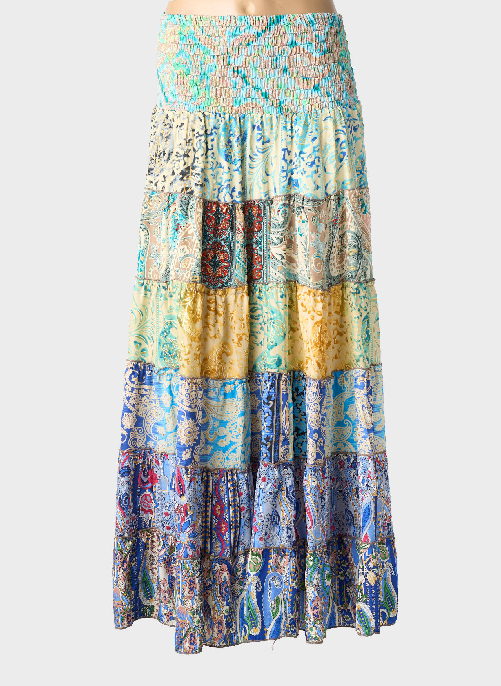 Fustă lungă imprimeu fantezie albastru BOHO FASHION femeie