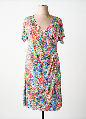 Rochie midi imprimeu fantezie mâneci scurte albastru GENUINE femeie