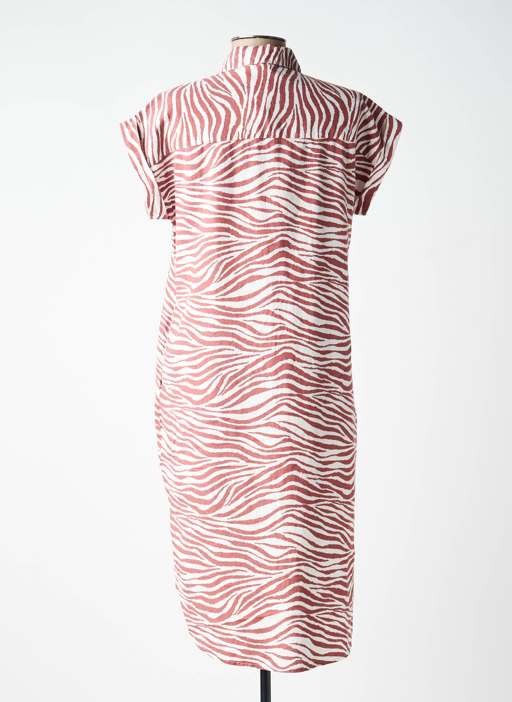 Rochie midi țesătură crep mâneci scurte maro B.YOUNG femeie
