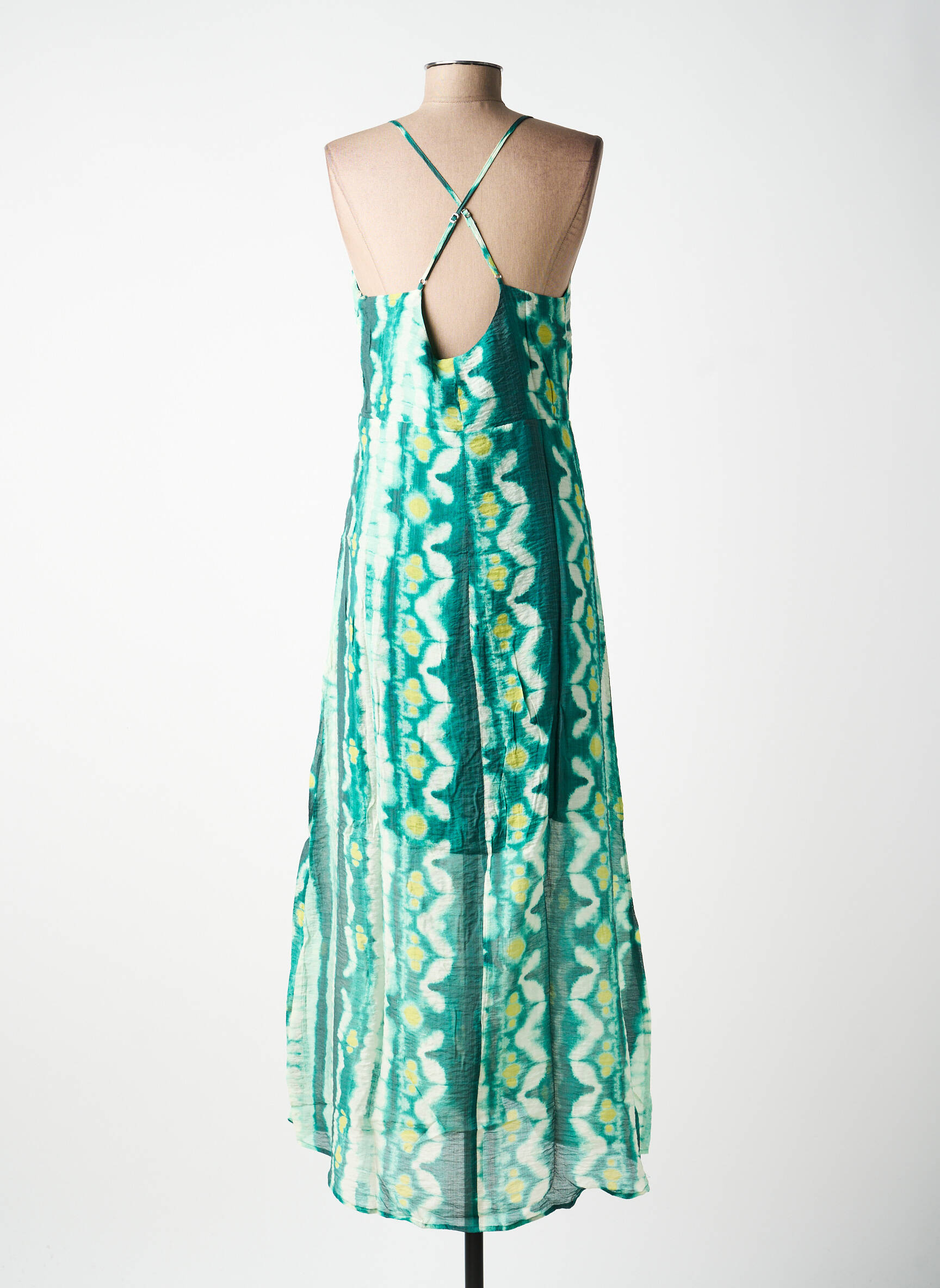 Rochie lungă țesătură crep bretele subțiri verde VILA femeie