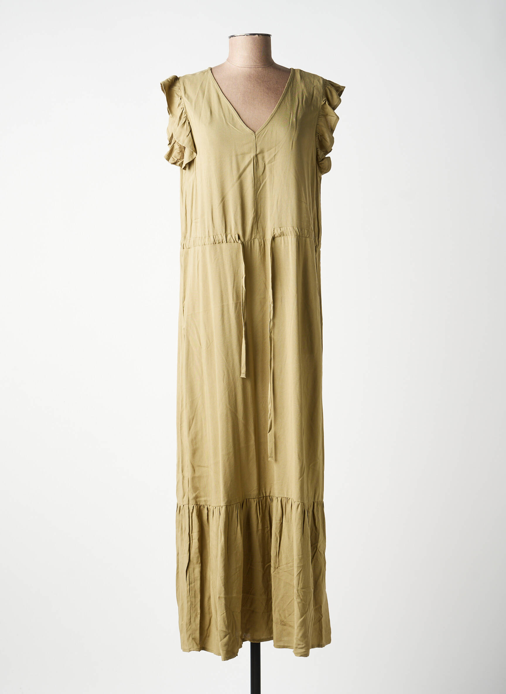 Rochie lungă mâneci scurte mâneci scurte verde B.YOUNG femeie