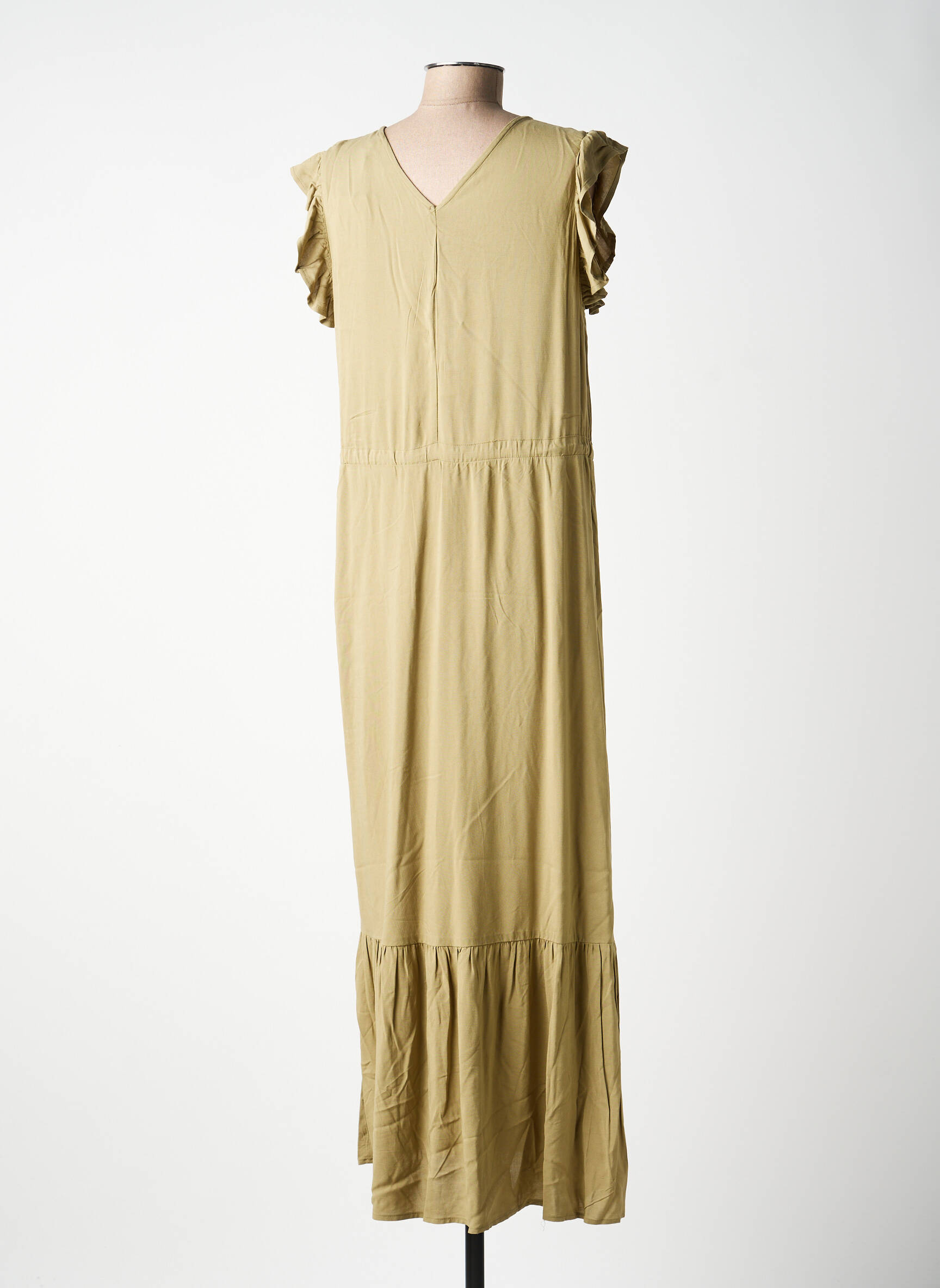 Rochie lungă mâneci scurte mâneci scurte verde B.YOUNG femeie