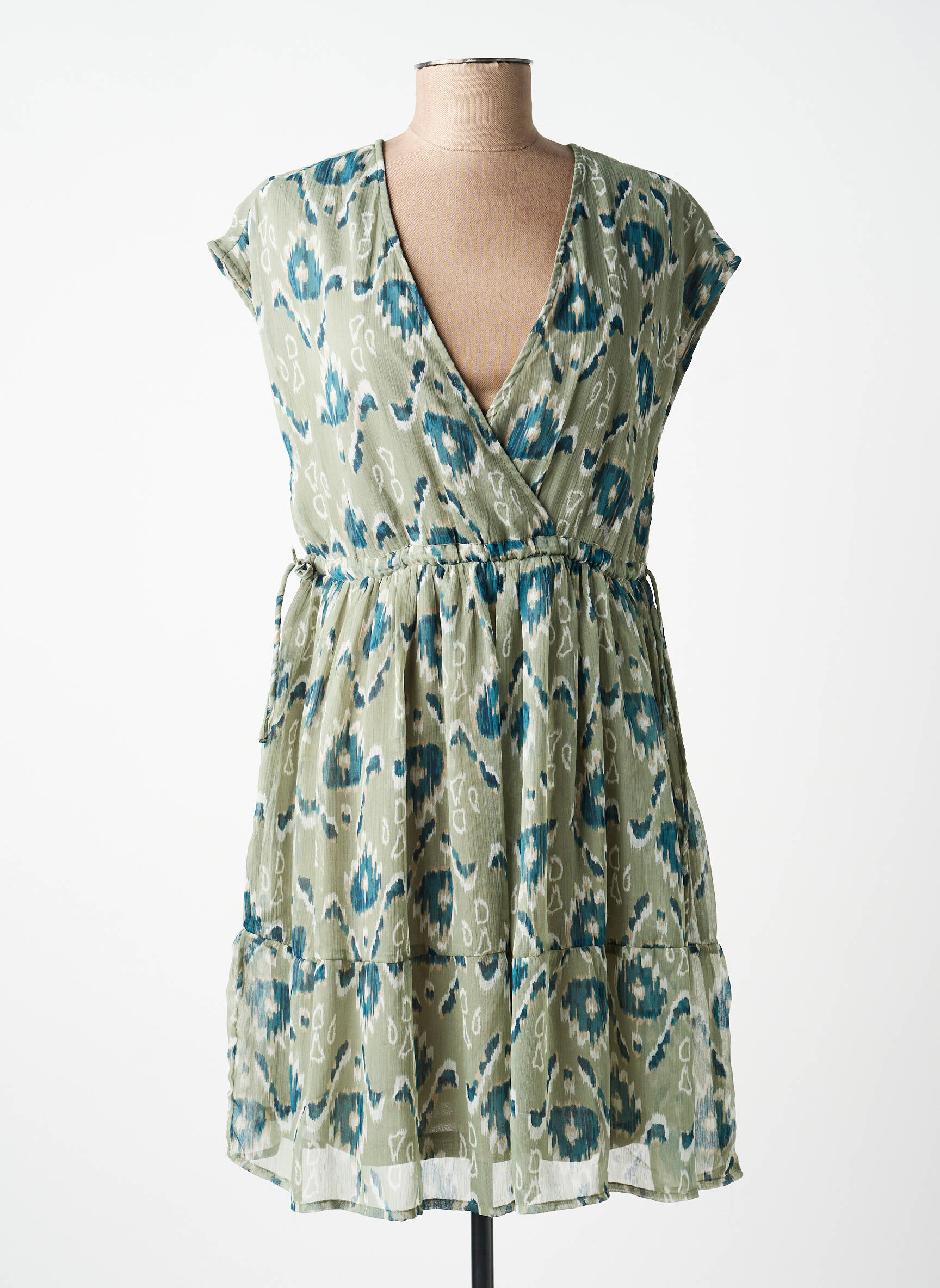 Rochie scurtă croială fluidă mâneci scurte verde TIFFOSI femeie