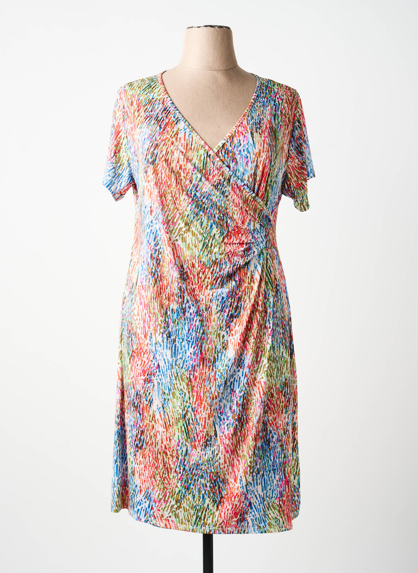 Rochie midi imprimeu fantezie mâneci scurte albastru GENUINE femeie