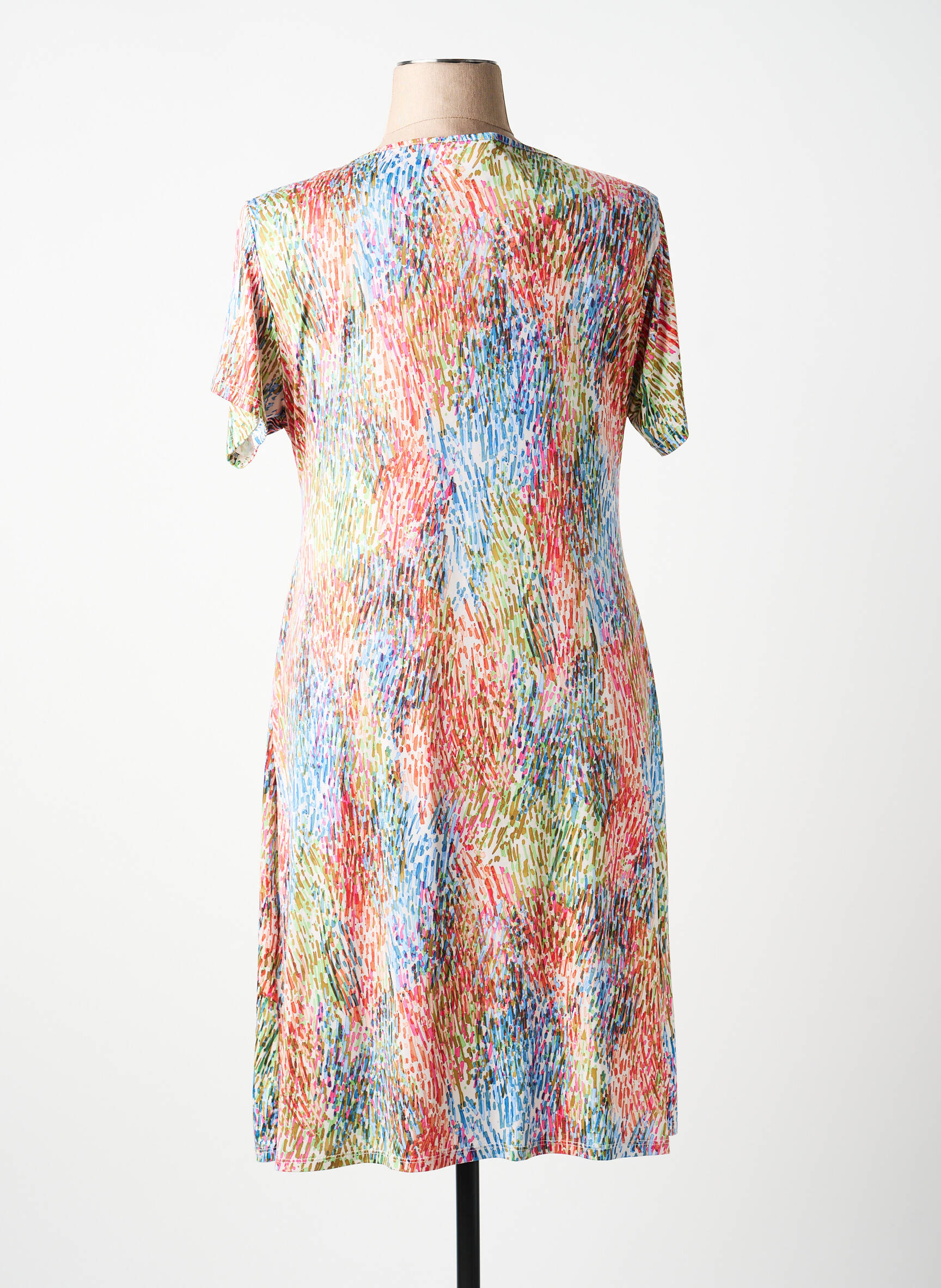 Rochie midi imprimeu fantezie mâneci scurte albastru GENUINE femeie