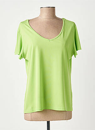 Top elasticitate mâneci scurte verde GENUINE femeie
