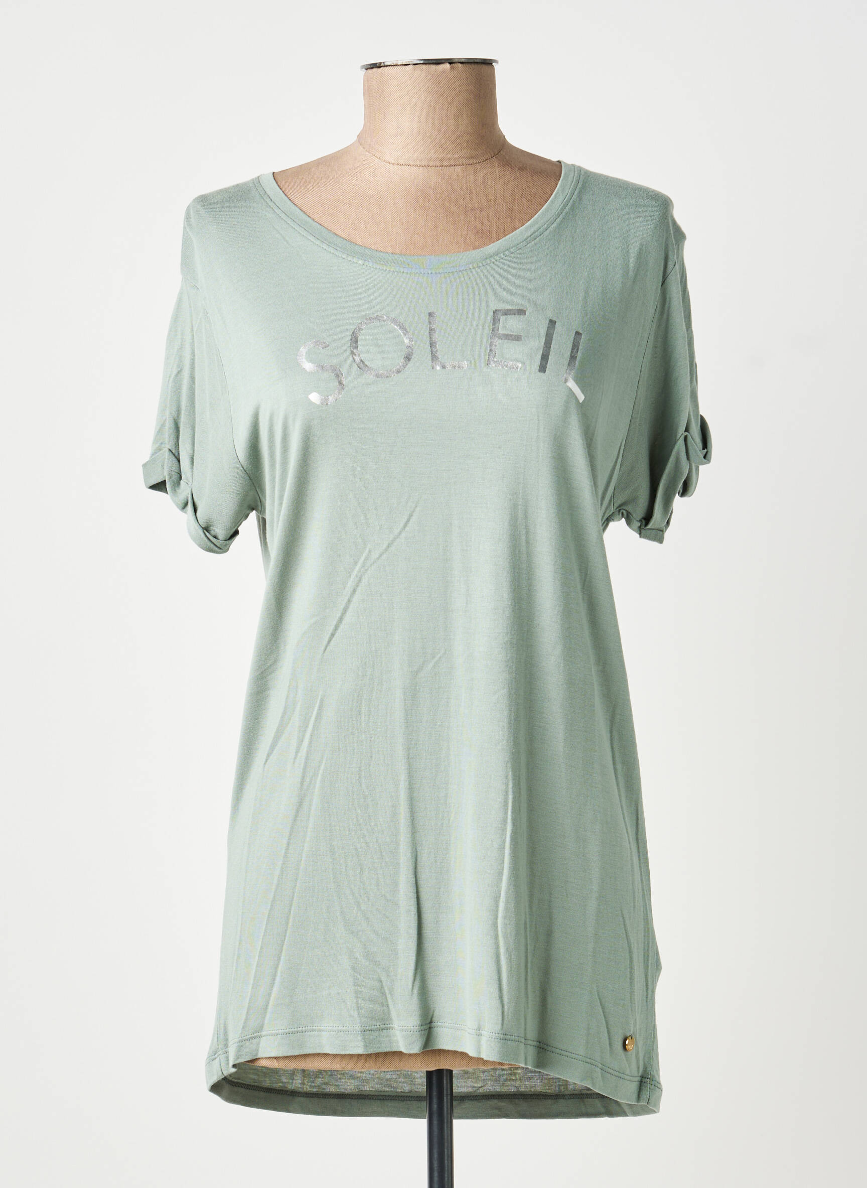 Tricou serigrafie mâneci scurte verde DEELUXE femeie