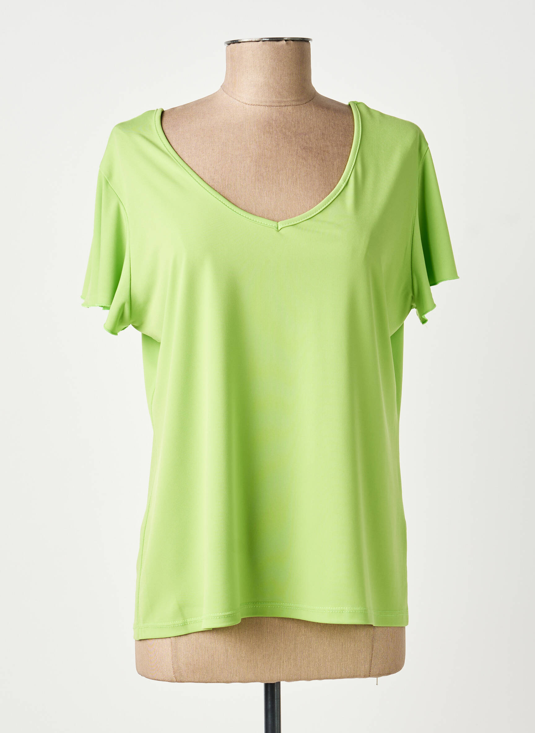 Top elasticitate mâneci scurte verde GENUINE femeie