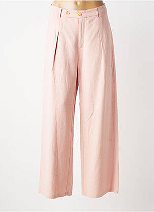 Pantalon larg țesătură poplin mărime normală roz MOLLY BRACKEN femeie