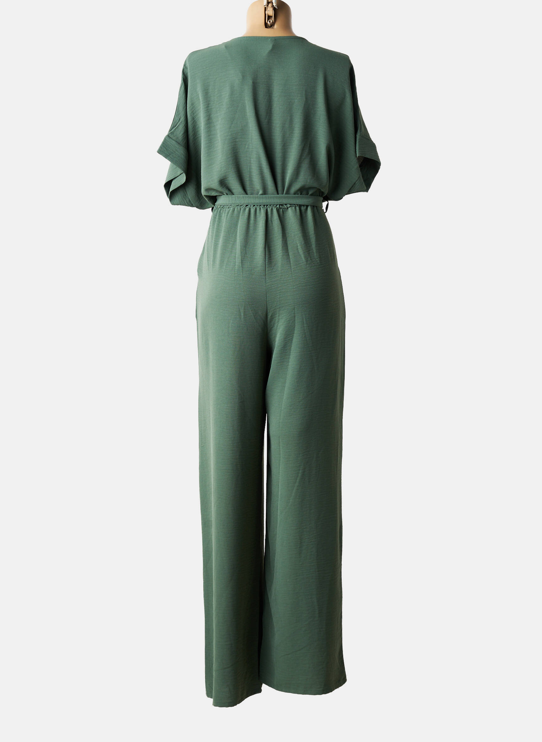 Salopetă-pantalon guler petrecut mâneci scurte verde TIFFOSI femeie