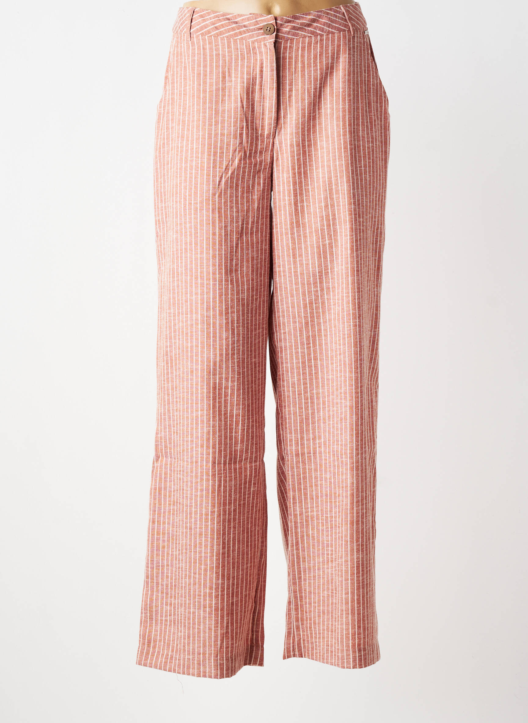 Pantalon drept țesătură poplin mărime normală roz DEELUXE femeie