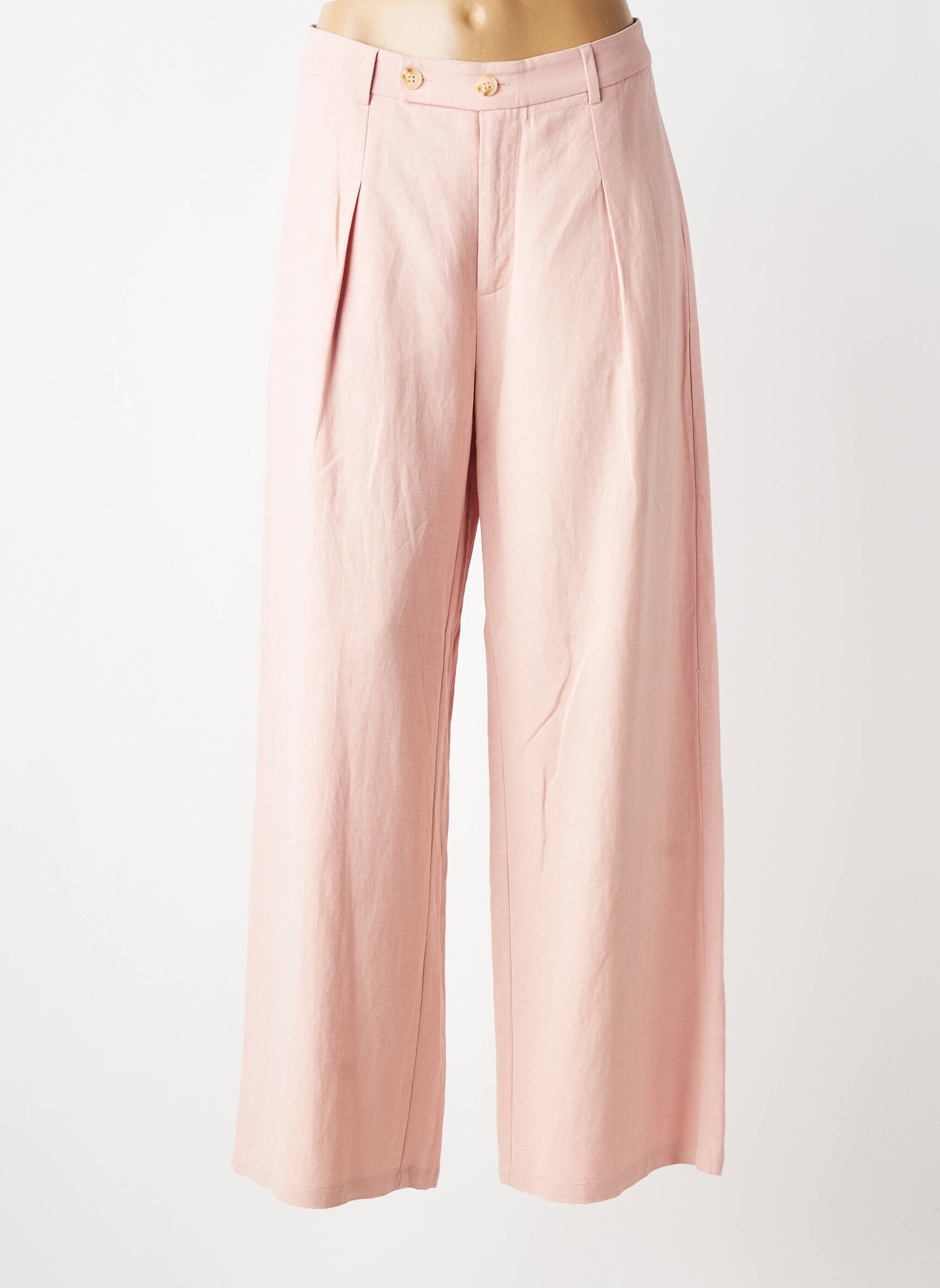 Pantalon larg țesătură poplin mărime normală roz MOLLY BRACKEN femeie