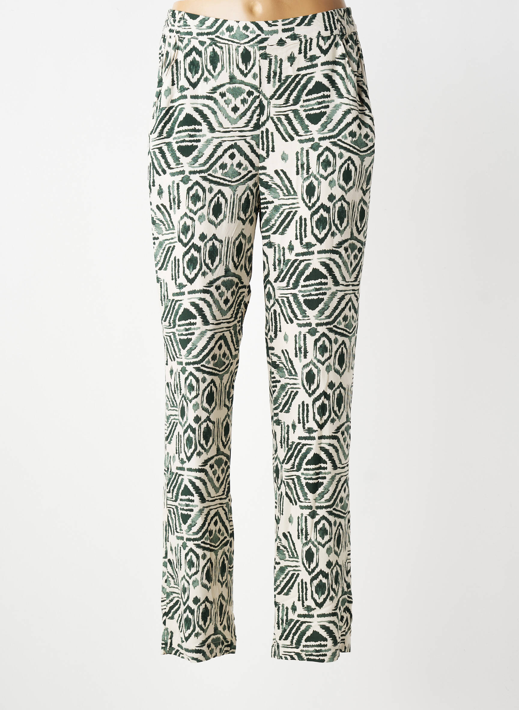 Pantalon slim talie elastică mărime normală verde B.YOUNG femeie