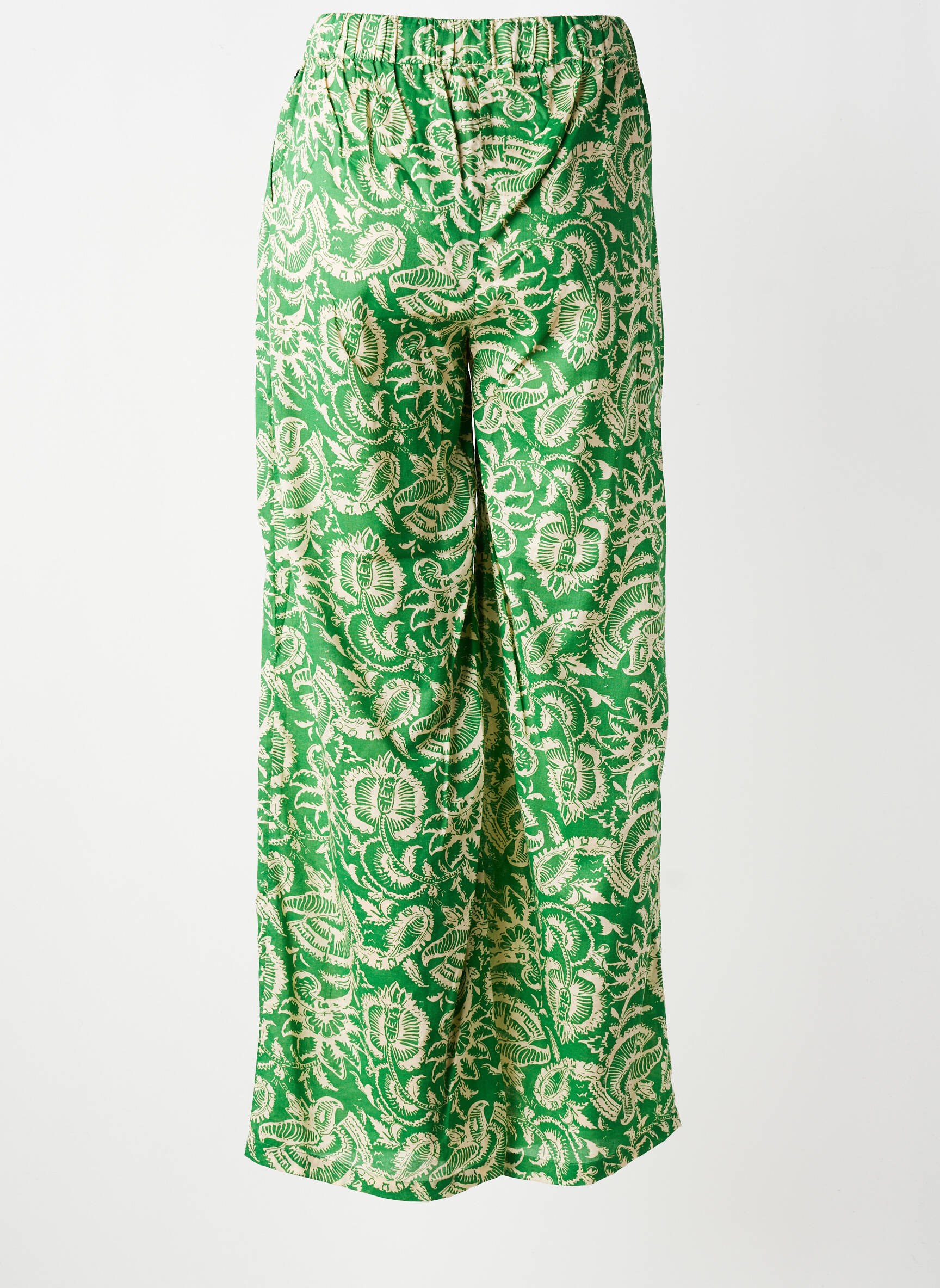 Pantalon larg țesătură poplin mărime normală verde DEELUXE femeie