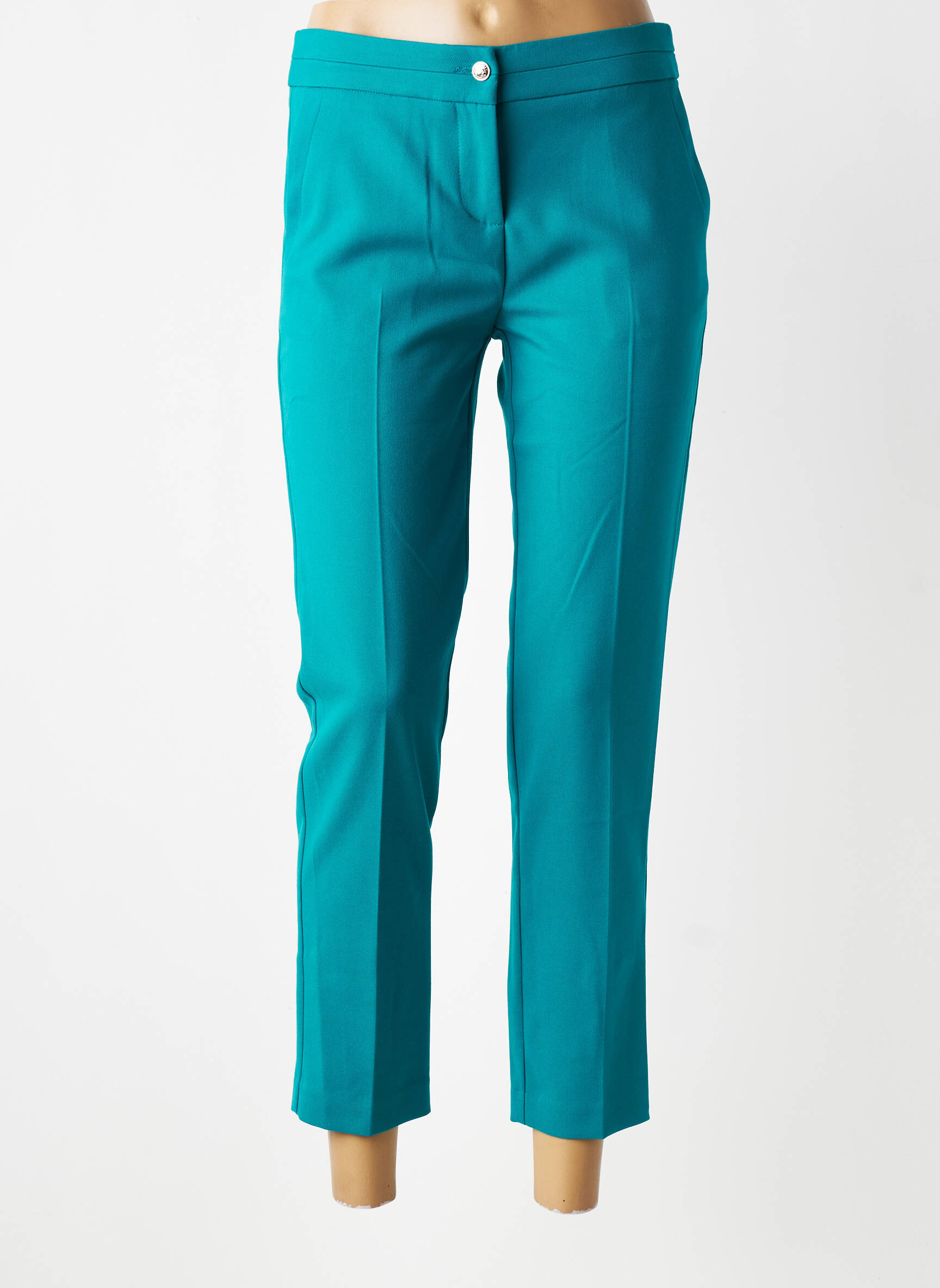 Pantalon 7/8 țesătură poplin mărime normală verde MORGAN femeie