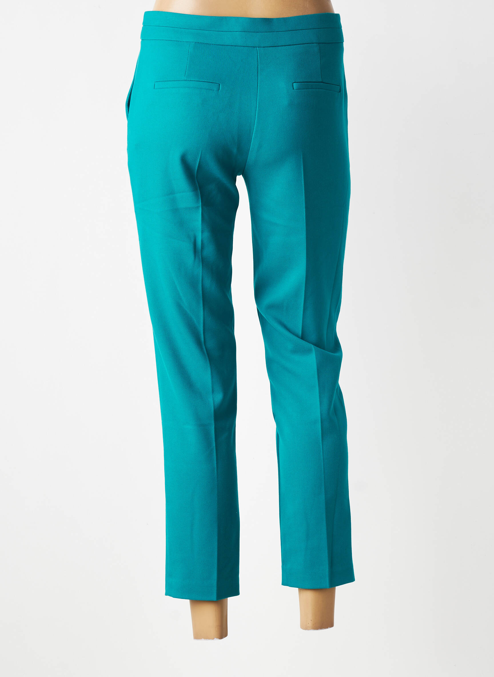 Pantalon 7/8 țesătură poplin mărime normală verde MORGAN femeie
