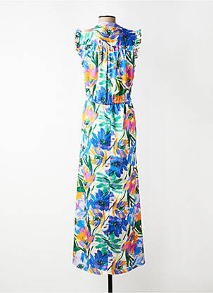 Rochie lungă imprimeu floral mâneci scurte albastru SCARLET ROOS femeie