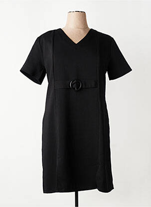 Rochie midi țesătură crep mâneci scurte negru AURA BY FIGURE LIBRE femeie