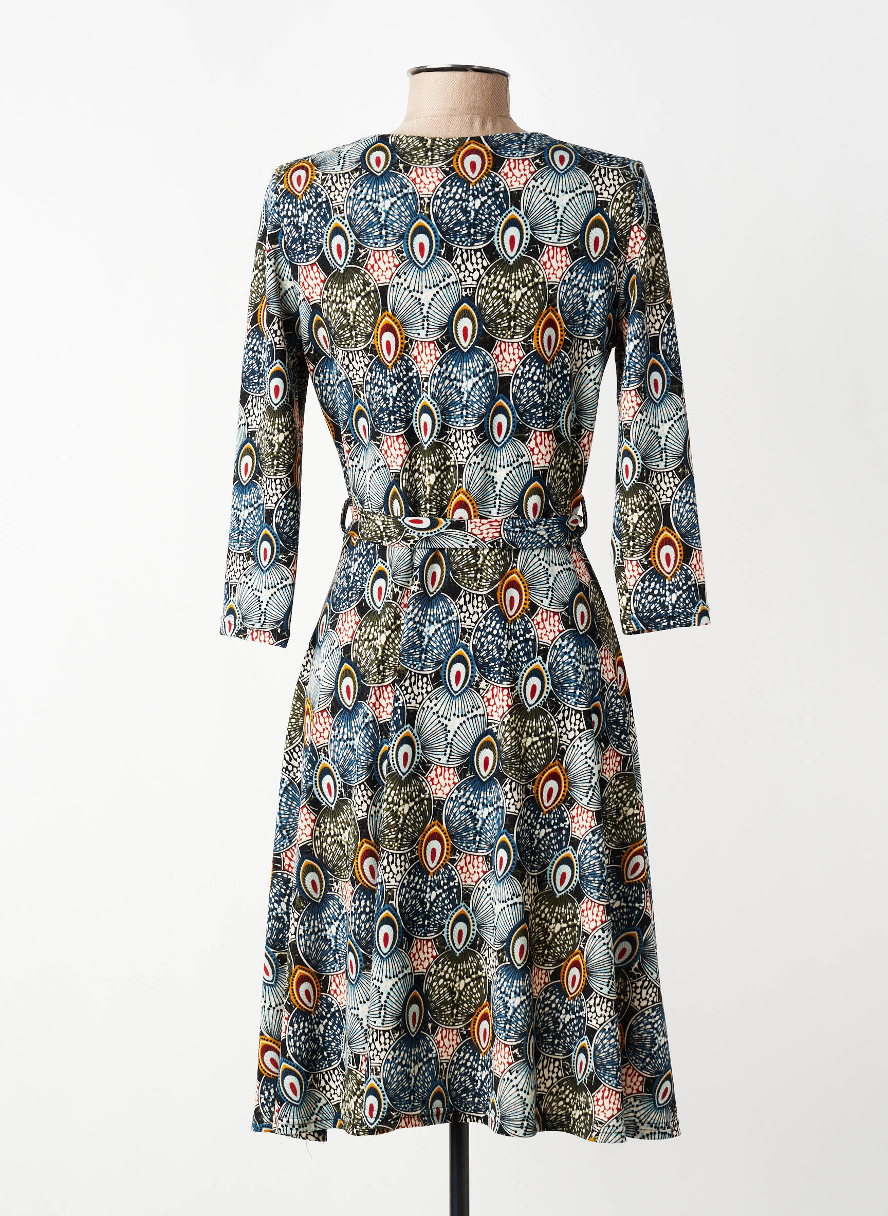 Rochie midi mâneci 3/4 mâneci 3/4 albastru L'ONKEL femeie