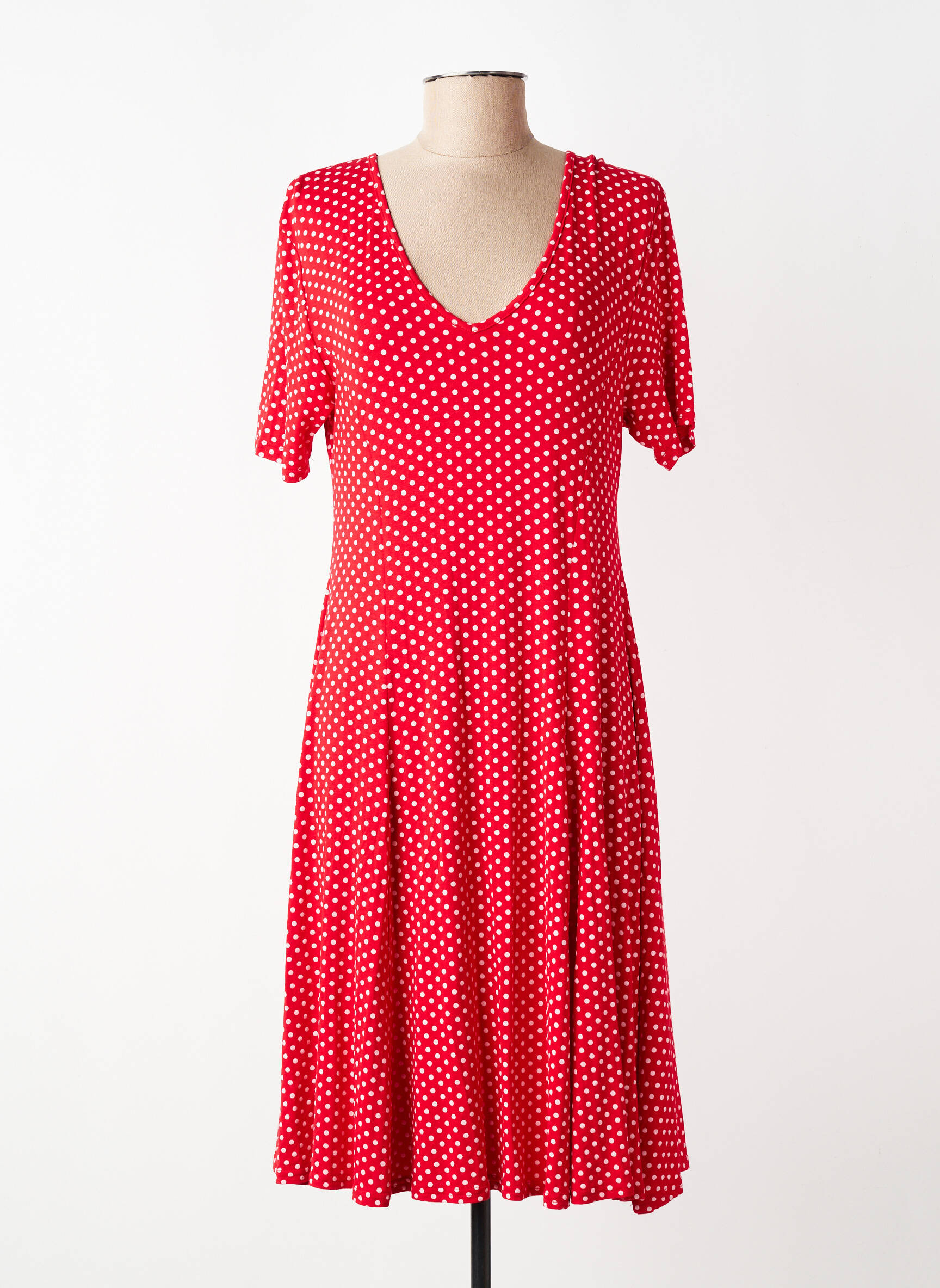 Rochie midi mâneci scurte mâneci scurte roșu ATLANTA femeie