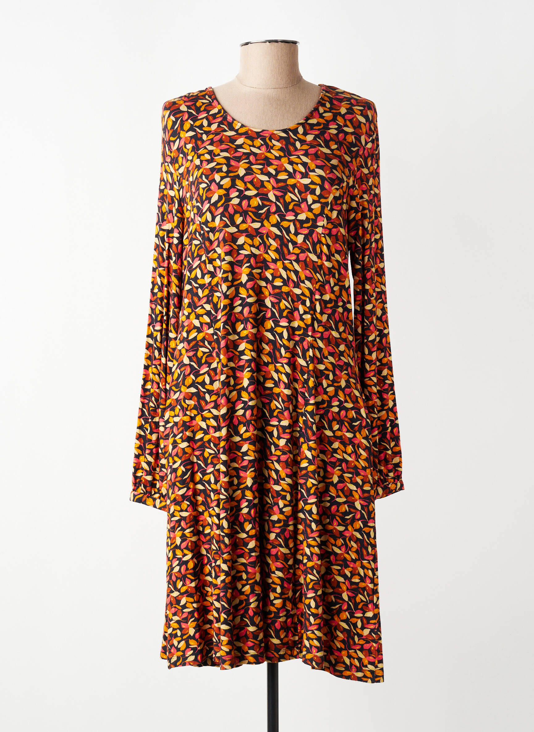 Rochie midi imprimeu floral mâneci lungi galben AGATHE & LOUISE femeie